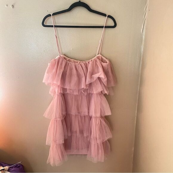 More To Come Millie Mini Dress Pink Ballerina ruffle tulle Party Revolve NWT XL - Picture 12 of 12